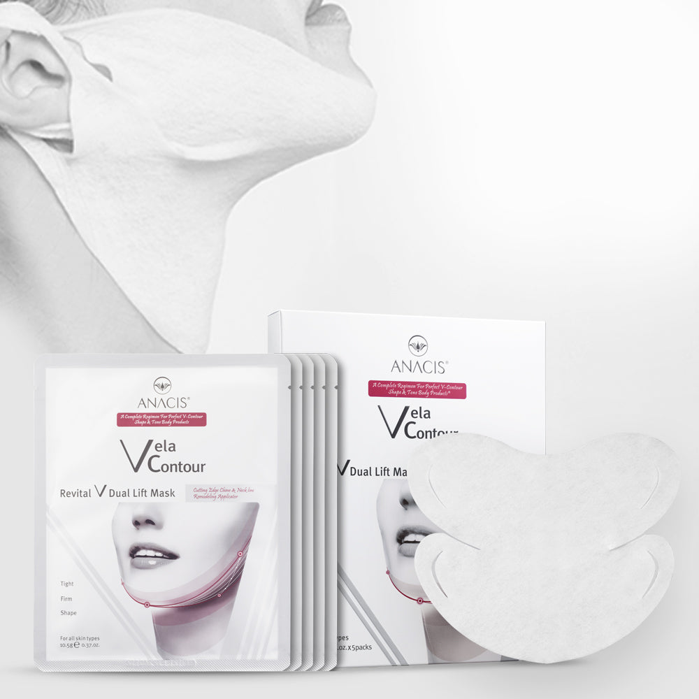 5 vnt ANACIS Velacontour Dual Lift mask liftingo kaklo ir smakro kaukės