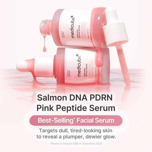Medicube PDRN Pink Peptide Serum regeneruojantis veido serumas su PDRN ir peptidais .Korėjietiška kosmetika internetu.