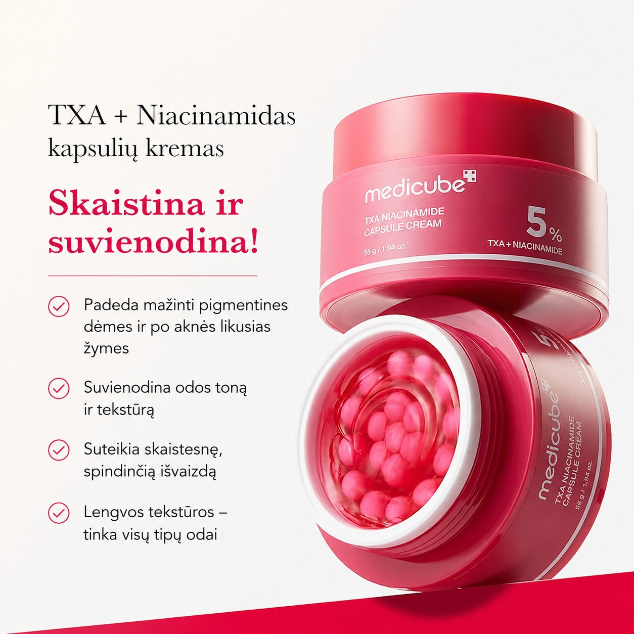Medicube TXA Niacinamide Capsule Cream. Korėjietiška kosmetika