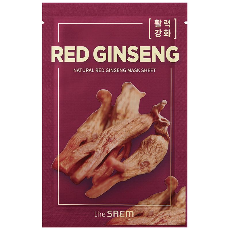 THE SAEM Natural Red Ginseng Mask Sheet lakštinė veido kaukė su ženšeniu