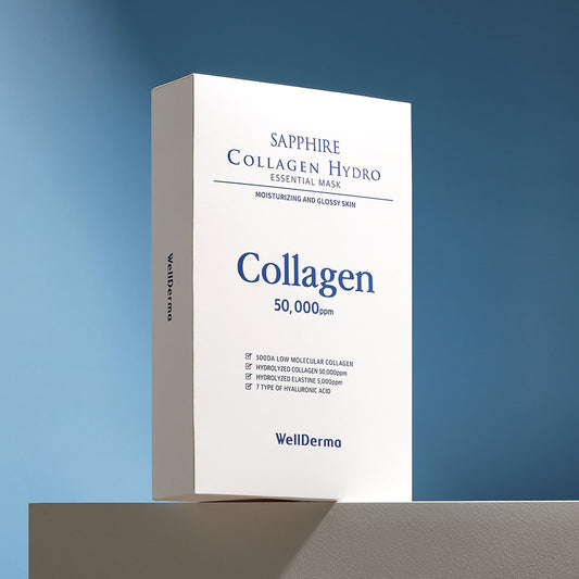 10vnt dežutė WellDerma Collagen Essential Mask Sapphire lakštinės veido kaukės