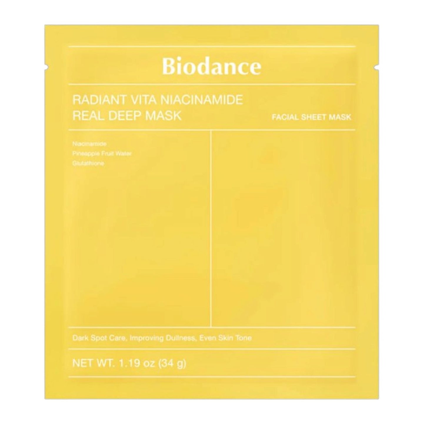 Biodance Radiant Vita Niacinamide Real Deep Mask veido kaukė. Korėjietiška kosmetika 