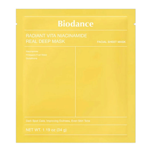 Biodance Radiant Vita Niacinamide Real Deep Mask veido kaukė. Korėjietiška kosmetika 