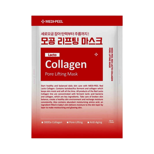 MEDI-PEEL Red Lacto Collagen Pore Lifting Mask Sheet lakštine kauke. Korėjietiška kosmetika 