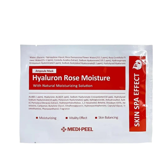  MEDI-PEEL Hyaluron Rose Moisture Ampoule Mask lakštine kauke. Korėjietiška kosmetika Koreamour