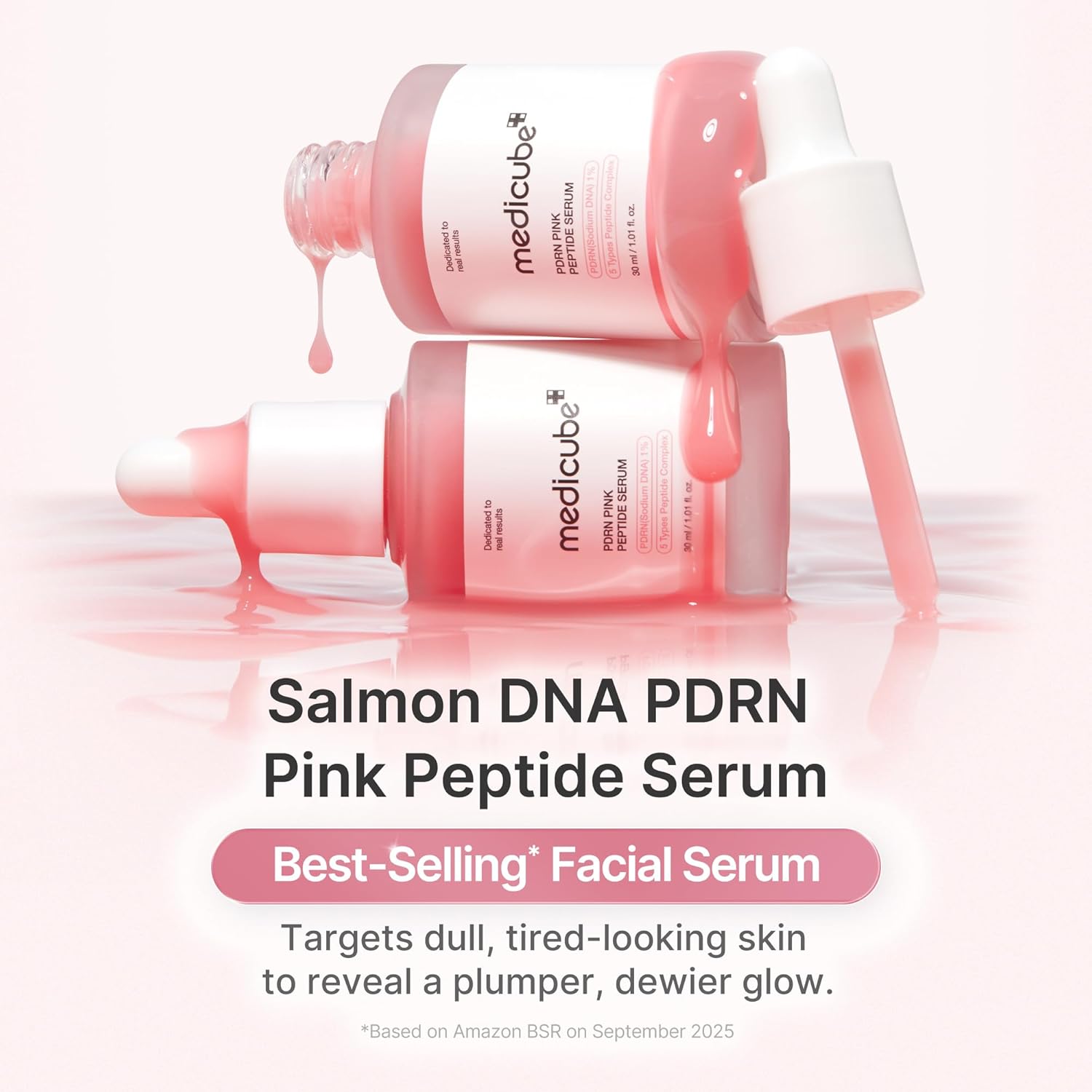 Medicube PDRN Pink Peptide Serum regeneruojantis veido serumas su PDRN ir peptidais .Korėjietiška kosmetika internetu.