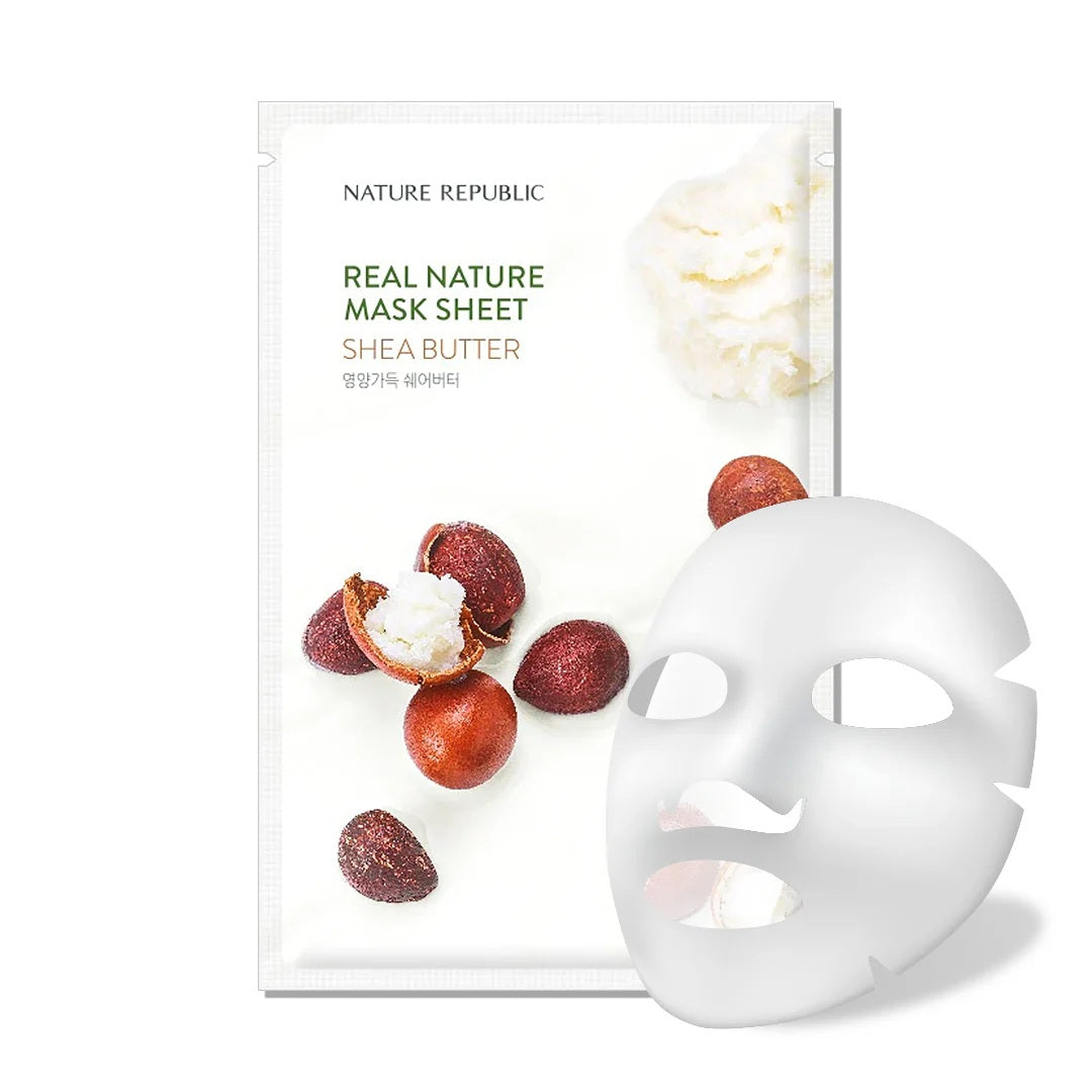 Nature Republic Real Nature Mask Sheet Green Tea lakštinė veido kaukė. Korėjietiška kosmetika