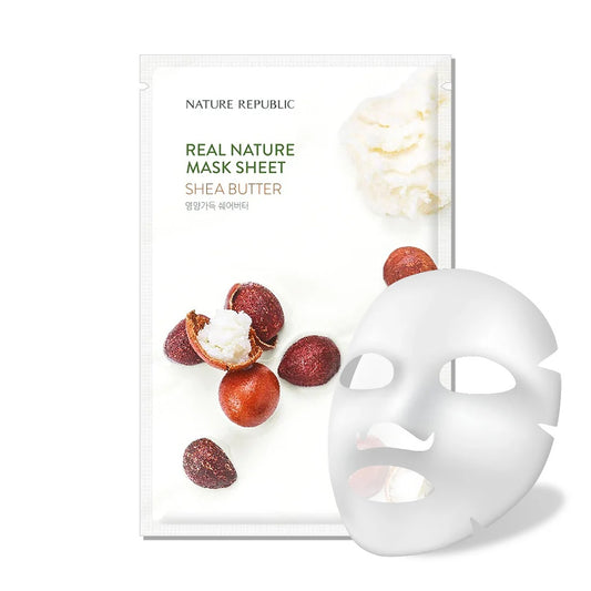 Nature Republic Real Nature Mask Sheet Green Tea lakštinė veido kaukė. Korėjietiška kosmetika