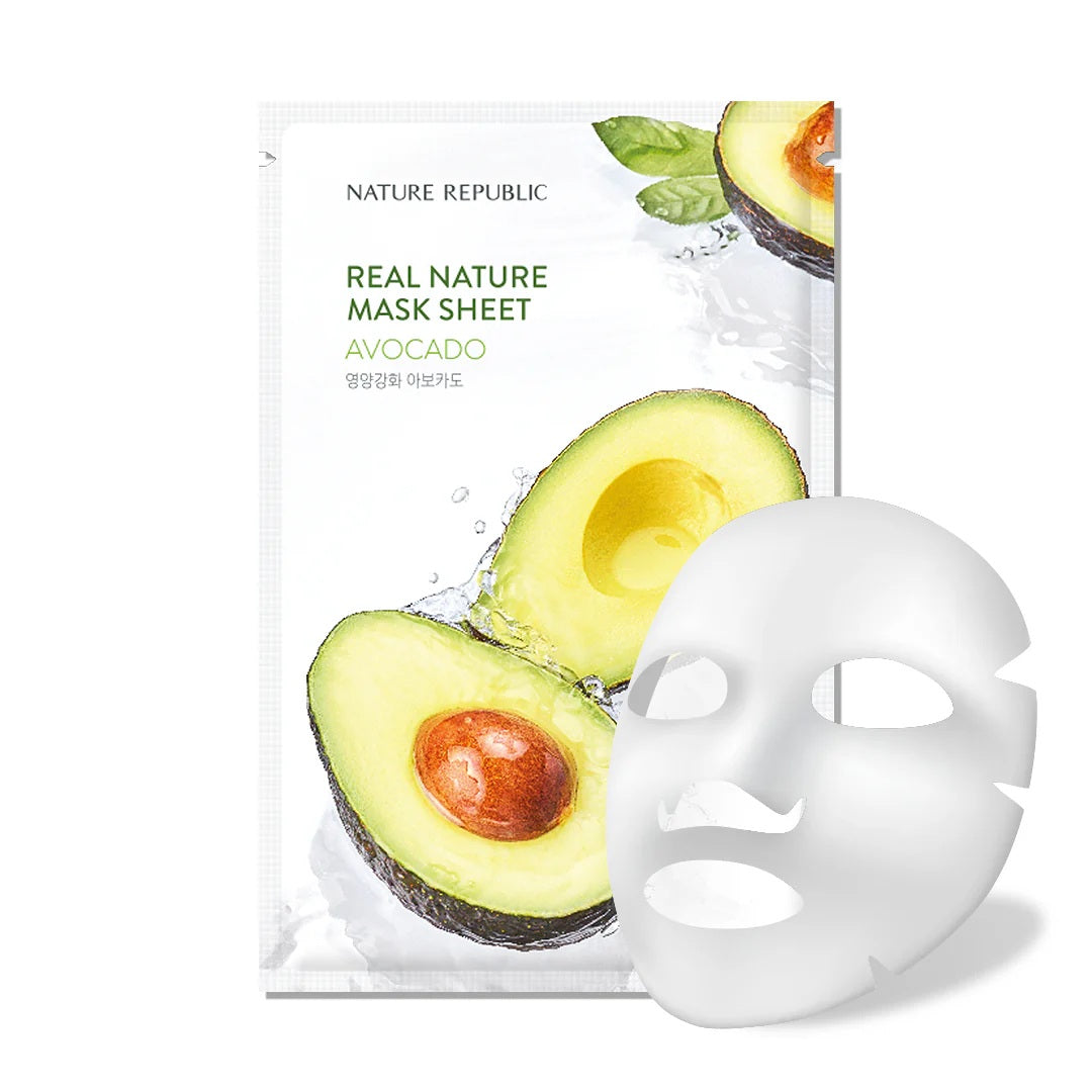 Nature Republic Real Nature Mask Sheet Avocado lakštinė veido kaukė