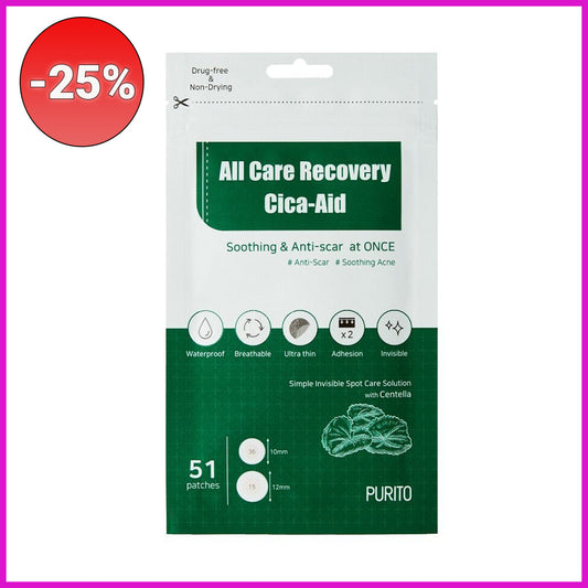 PURITO All Care Recovery Cica Aid Pleistrai nuo spuogų 51 vnt