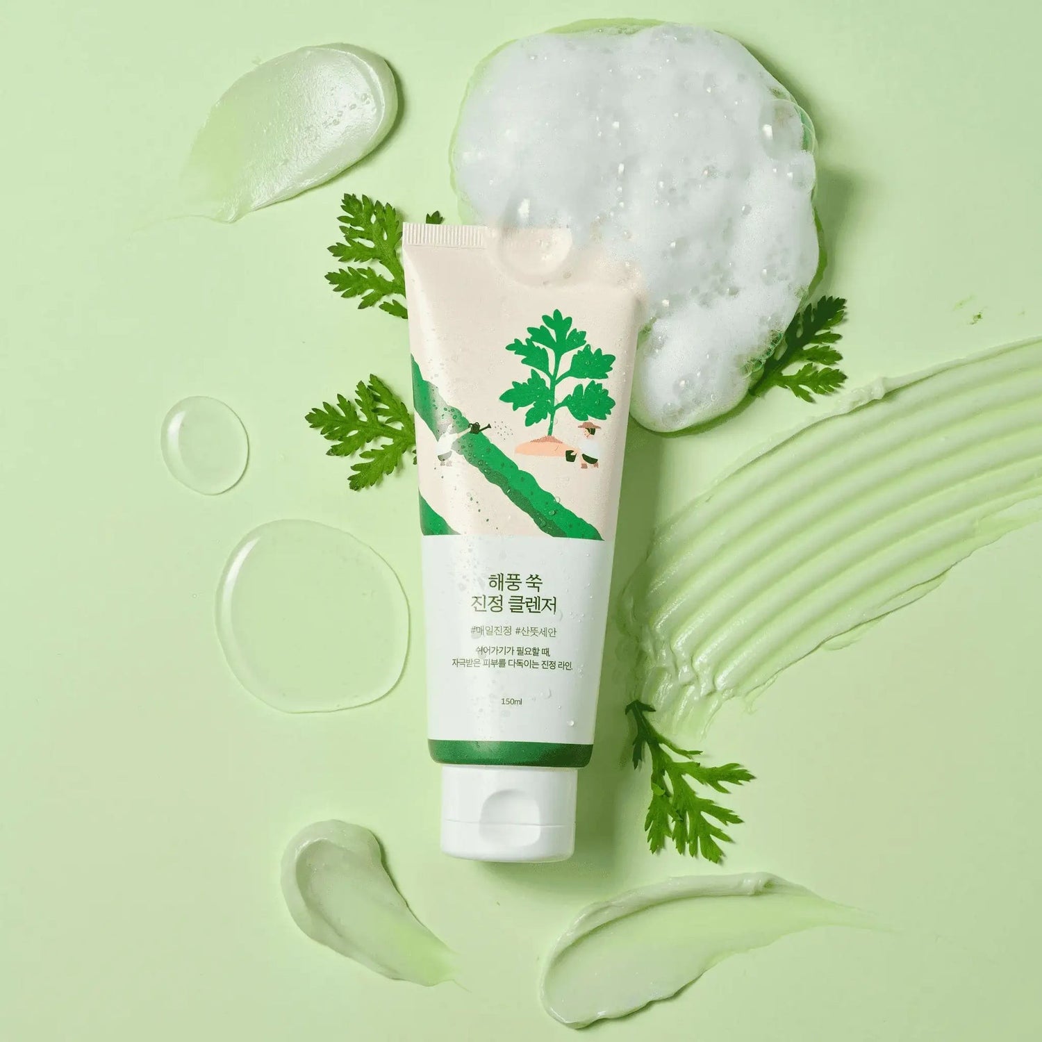 ROUND LAB Mugwort Calming Cleanser raminamasis prausiklis. Korėjietiška kosmetika