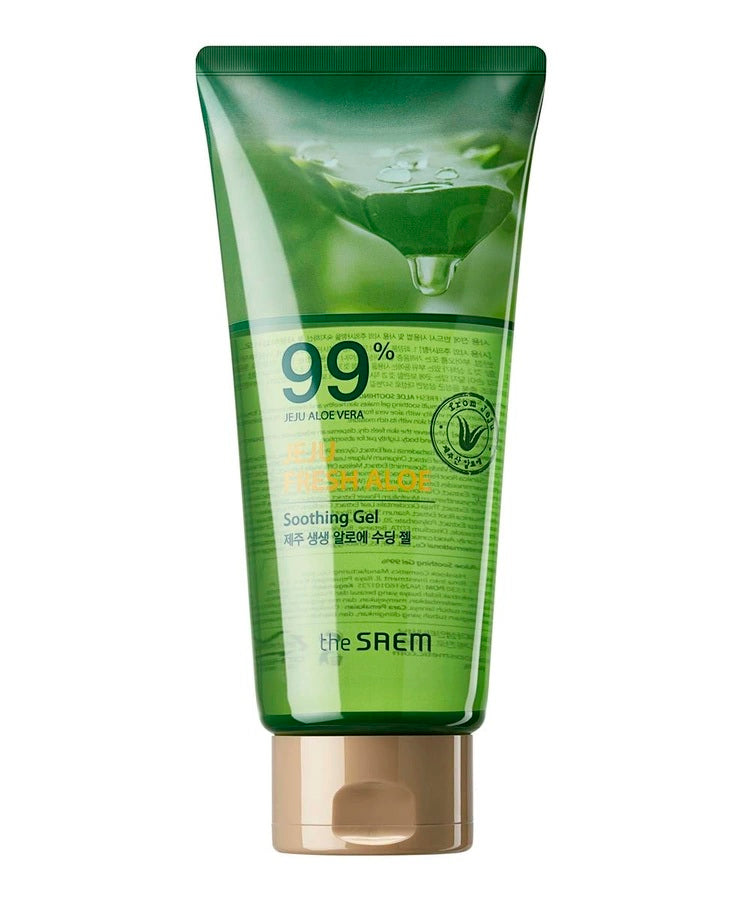 THE SAEM Jeju Fresh Aloe Soothing Gel gelis su alavijo ekstraktu. Korėjietiška kosmetika Koreamour