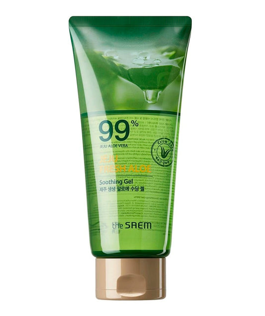 THE SAEM Jeju Fresh Aloe Soothing Gel gelis su alavijo ekstraktu. Korėjietiška kosmetika Koreamour