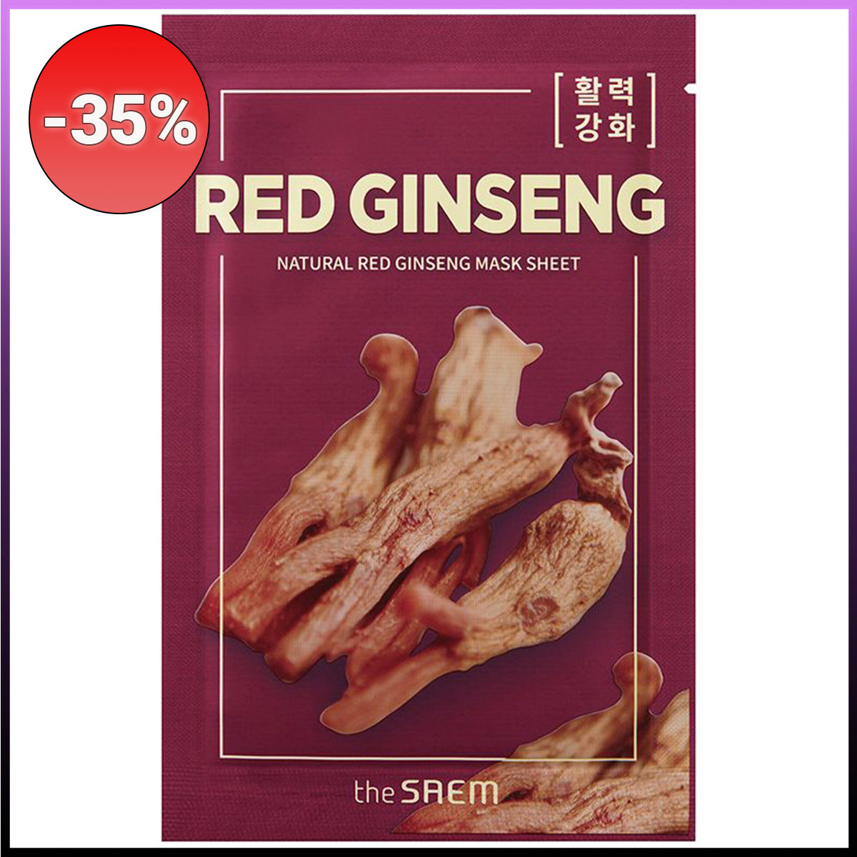 THE SAEM Natural Red Ginseng Mask Sheet lakštinė veido kaukė su ženšeniu