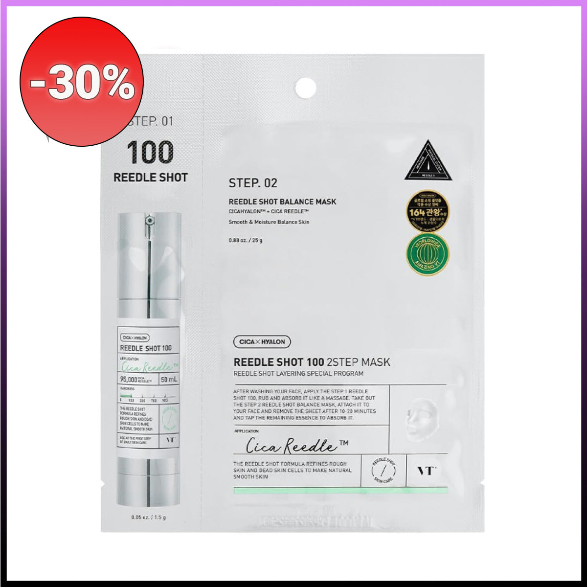 VT - Reedle Shot 100 2-Step Mask ampulė  + lakštinė kaukė