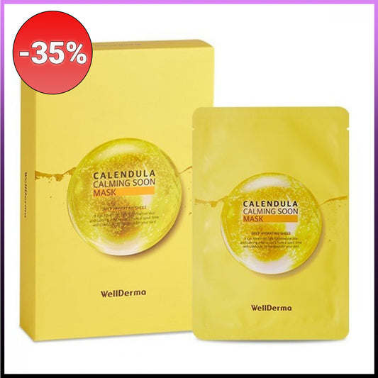 10vnt. WellDerma Calendula calming soon mask lakštinė veido kaukė, 10 x 30g