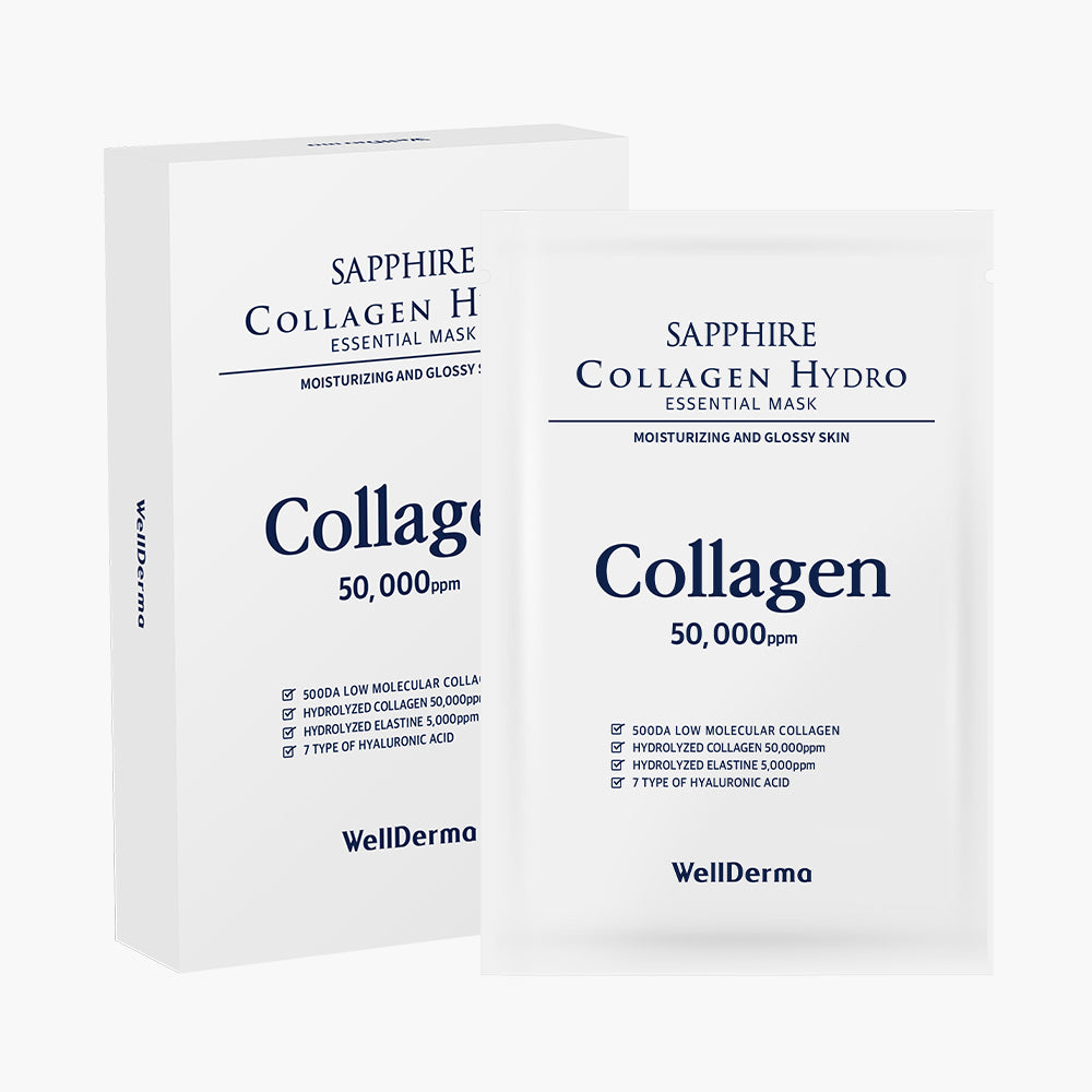 10vnt dežutė  WellDerma Collagen Essential Mask Sapphire lakštinės veido kaukės