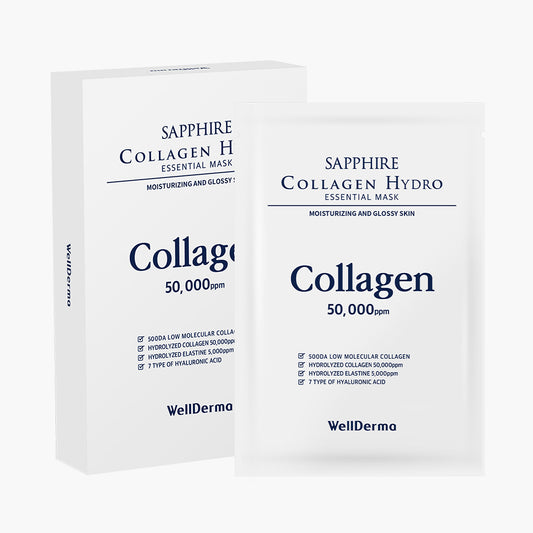 10vnt dežutė  WellDerma Collagen Essential Mask Sapphire lakštinės veido kaukės