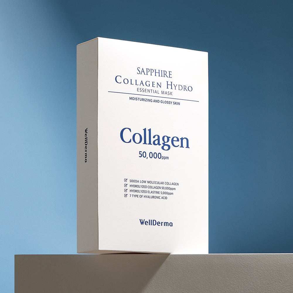 10vnt dežutė  WellDerma Collagen Essential Mask Sapphire lakštinės veido kaukės