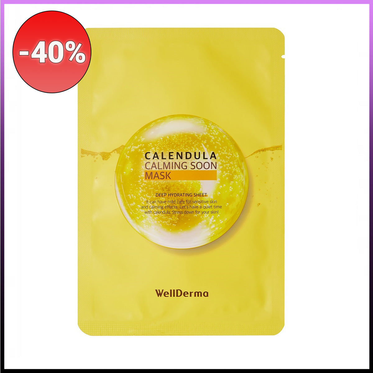 WellDerma Calendula calming soon mask lakštinė veido kaukė,  30g