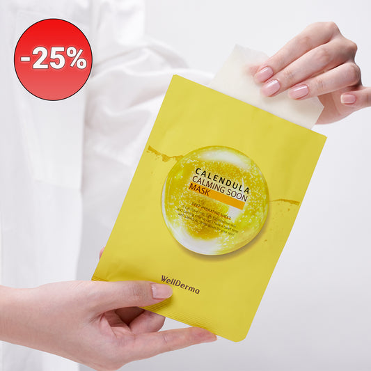 WellDerma Calendula calming soon mask lakštinė veido kaukė,  30g