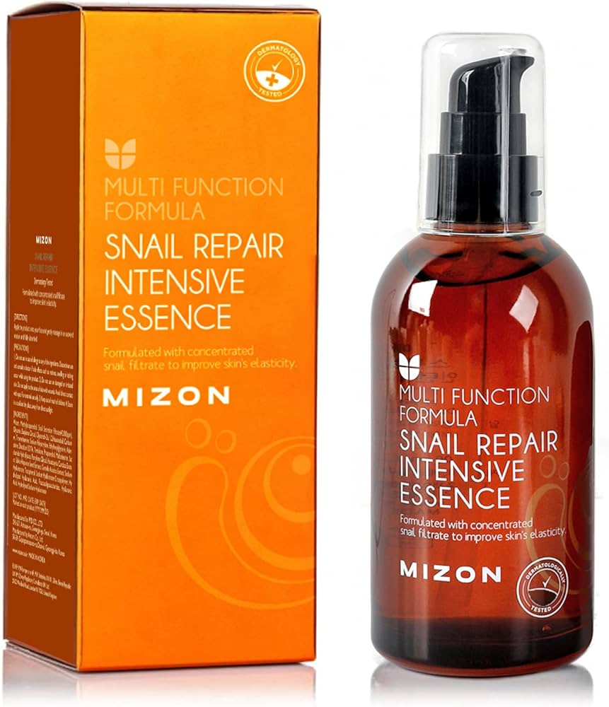 MIZON Snail Repair Intensive Essence veido esencija su sraigių ekstraktu. Korėjietiška kosmetika